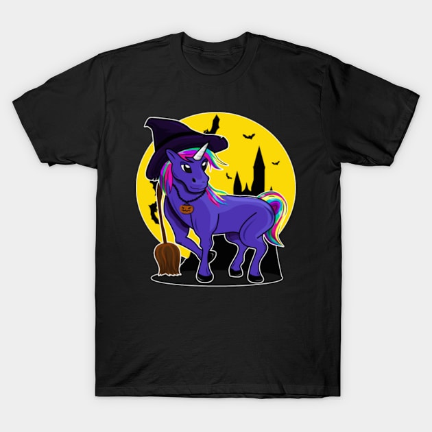 Halloween Witch Unicorn T-Shirt by Xizin Gao
